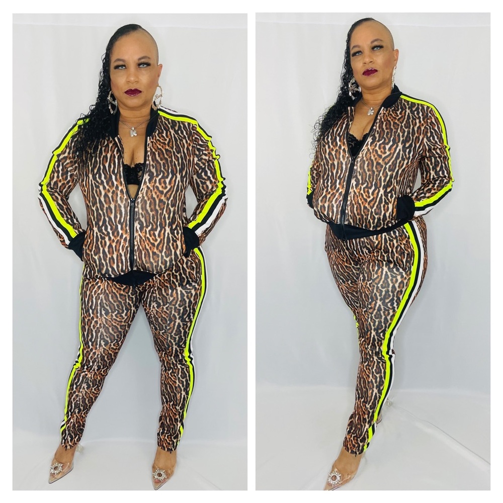 Animal print tracksuit.